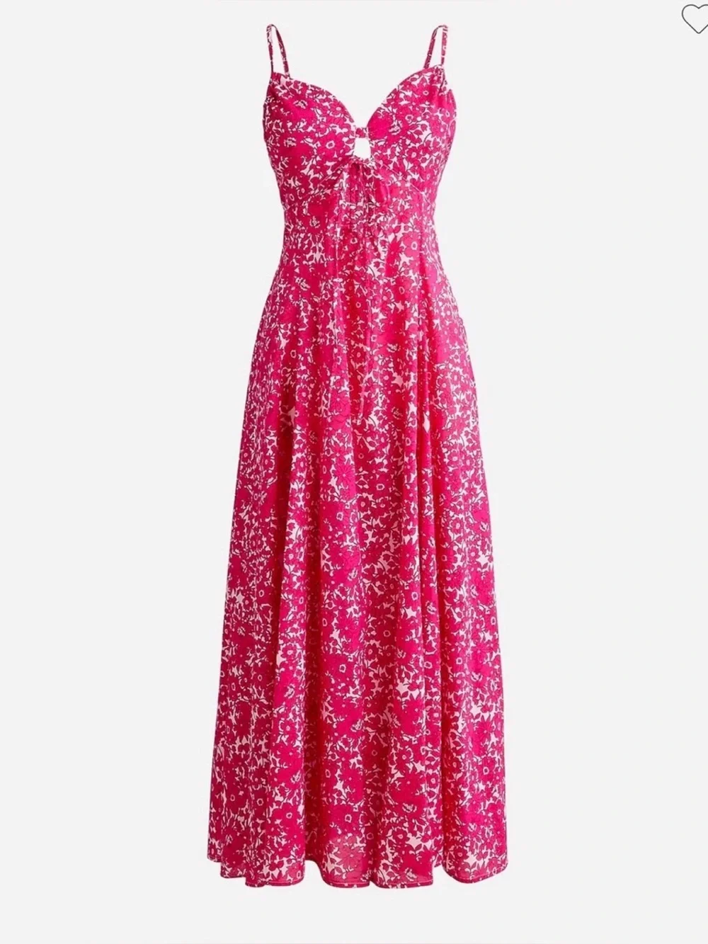 J.Crew Cotton Voile Keyhole Cover-Up Maxi Dress Blushing Meadow Festival Pink M